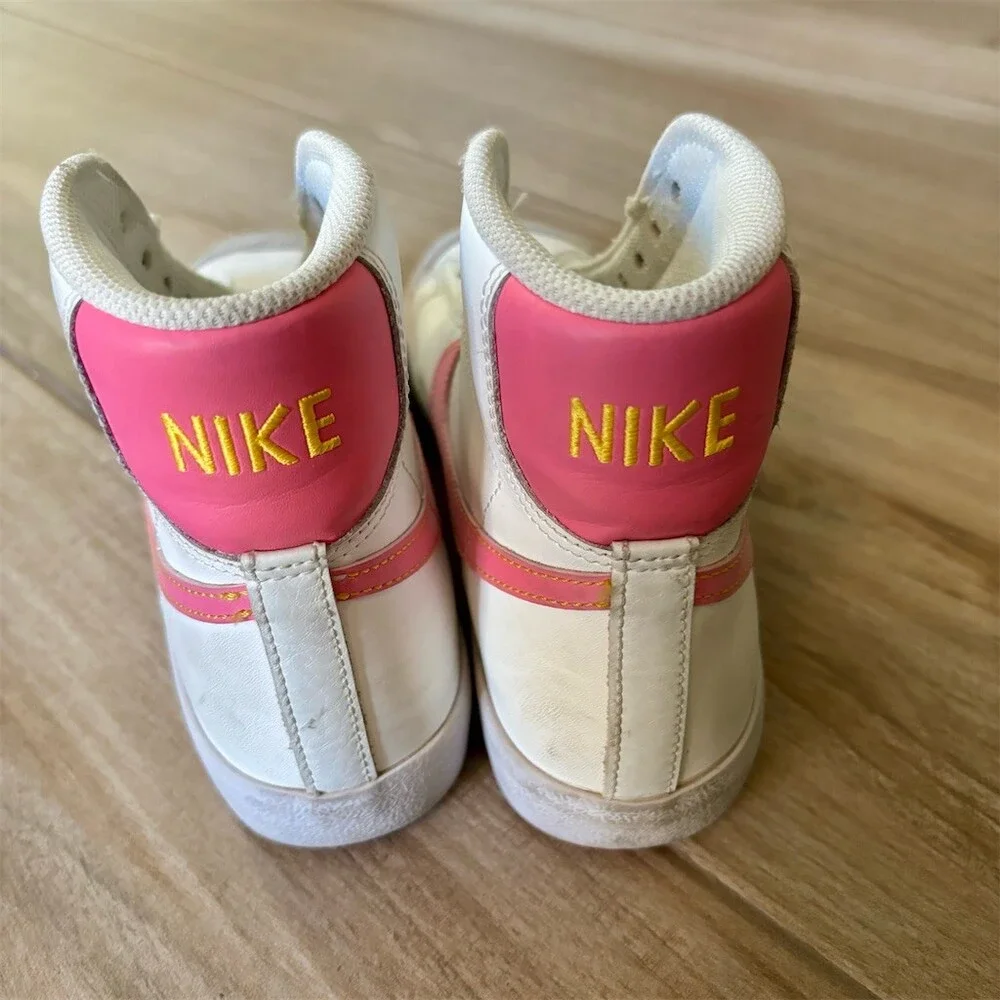 Nike Blazer Mid '77 GS High Top Sneakers Summit White Pink Size 4.5Y